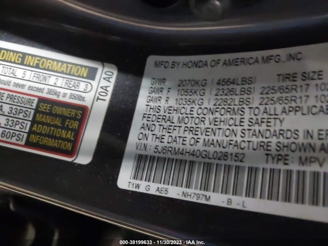 Honda CR-V SE 2016 5J6RM4H40GL028152 Image 9