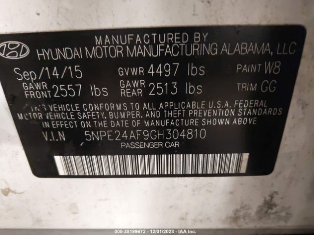 5NPE24AF9GH304810 Hyundai SONATA SE