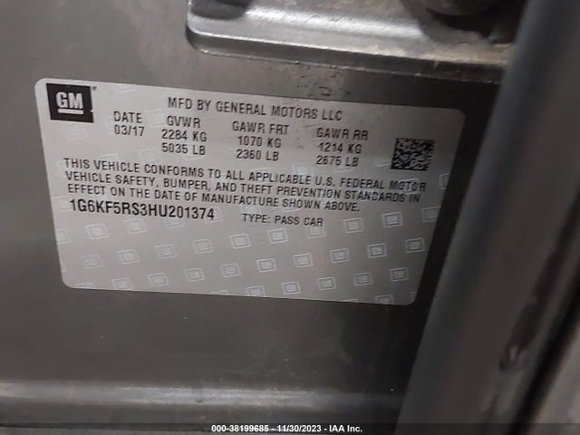 1G6KF5RS3HU201374 Cadillac Ct6 Premium Luxury