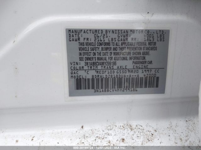 3N1AB8CV4MY299186 Nissan SENTRA