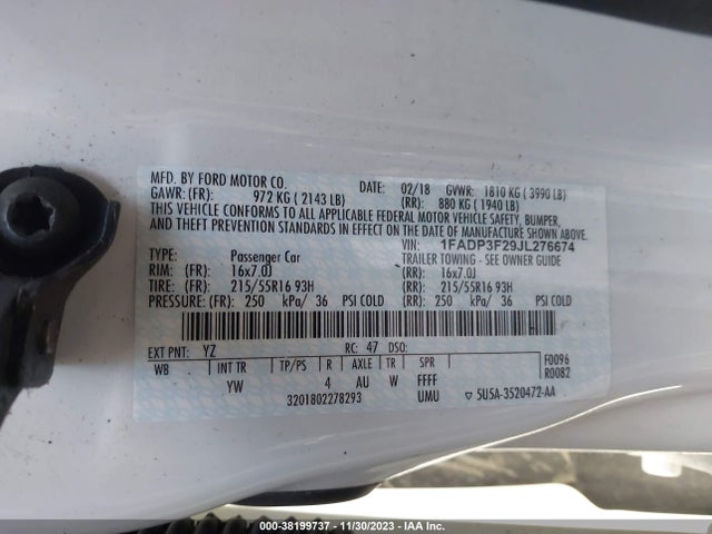 Ford FOCUS SE 2018 1FADP3F29JL276674 Image 9