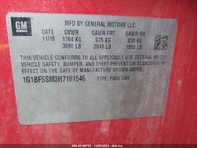 Chevrolet Cruze Premier Auto 2017 1G1BF5SM3H7181546 Image 9
