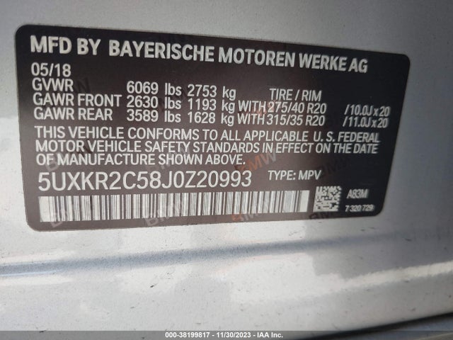 BMW X5 Sdrive35i 2018 5UXKR2C58J0Z20993 Image 9