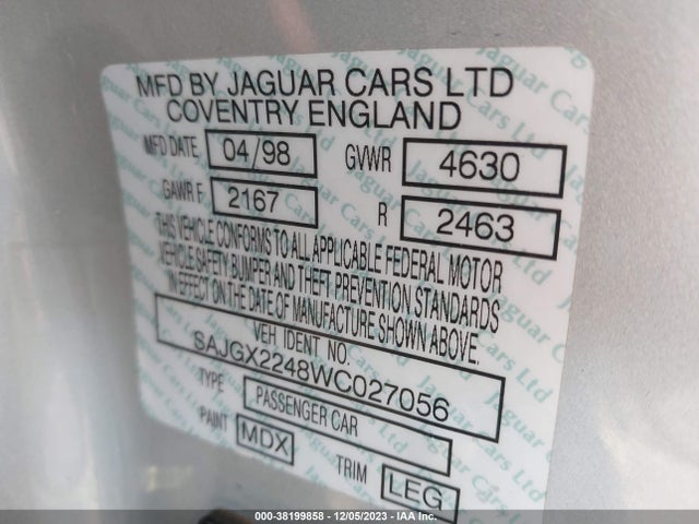 1998 JAGUAR XK8 SAJGX2248WC027056 Photo 8