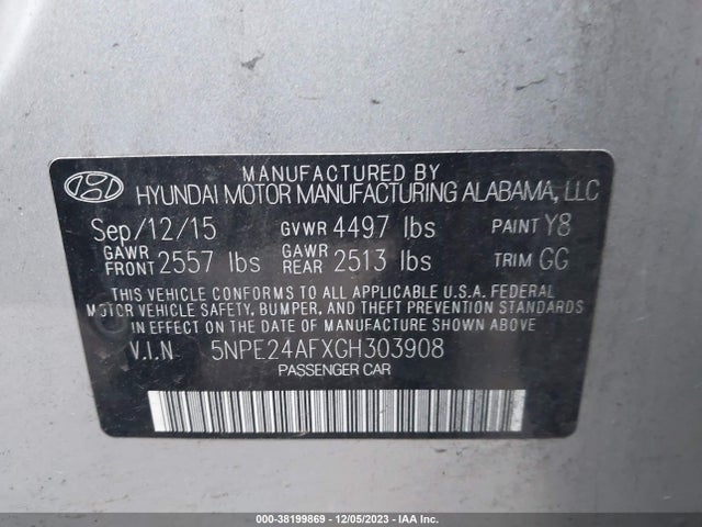 Hyundai SONATA SE 2016 5NPE24AFXGH303908 Image 9