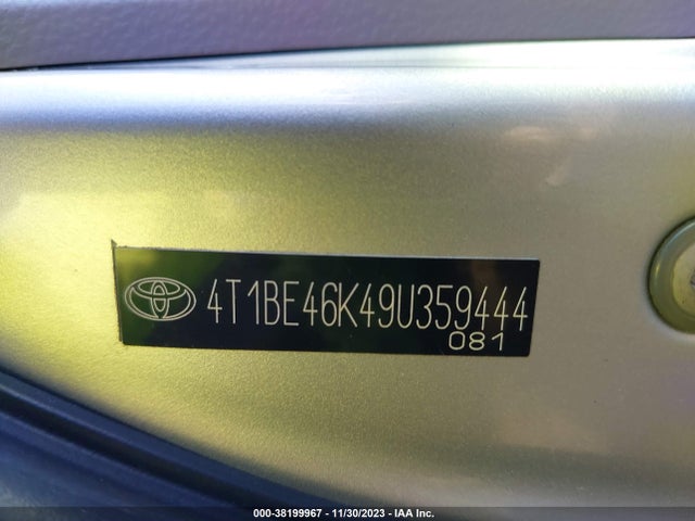2009 TOYOTA CAMRY SE VIN: 4T1BE46K49U359444