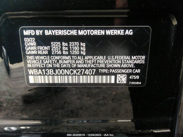 2022 BMW 530I WBA13BJ00NCK27407 Photo 8