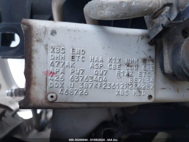 2002 DODGE RAM 2500 SLT VIN: 3B7KF23612M284287