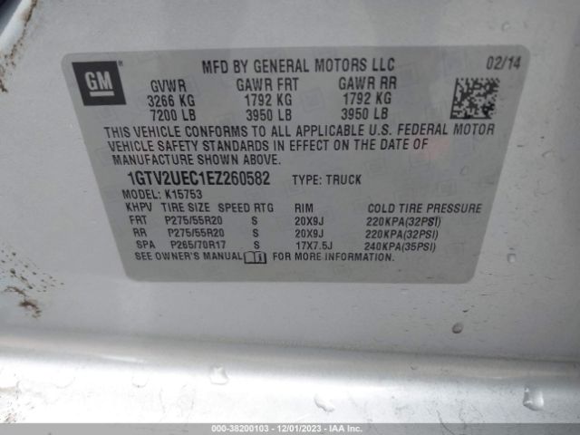 1GTV2UEC1EZ260582 GMC Sierra 1500 Sle