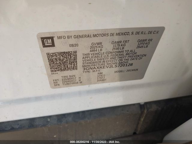 2020 CHEVROLET EQUINOX 3GNAXKEV2LS720128 Photo 8