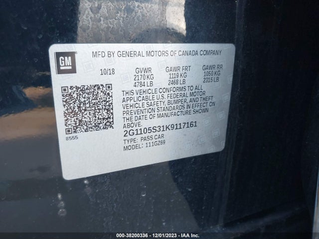 Chevrolet Impala Premier 2019 2G1105S31K9117161 Image 9