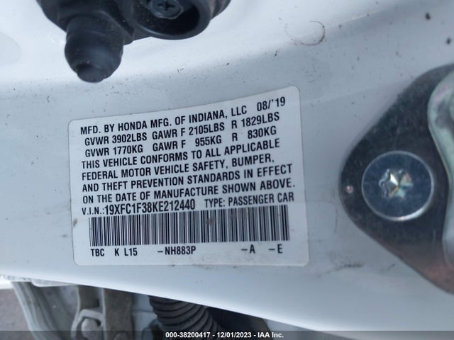 Honda CIVIC EX 2019 19XFC1F38KE212440 Image 9