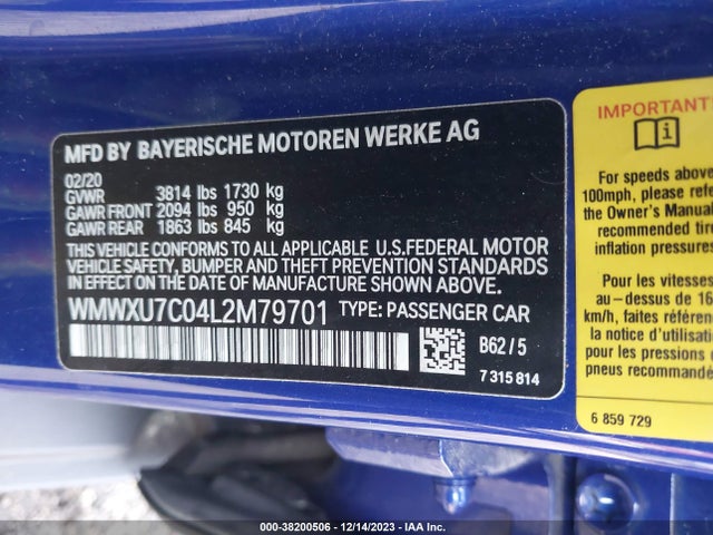 2020 MINI HARDTOP WMWXU7C04L2M79701 Photo 8