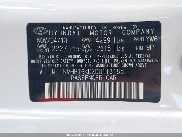 2013 HYUNDAI GENESIS 2.0T R-SPEC VIN: KMHHT6KDXDU113185