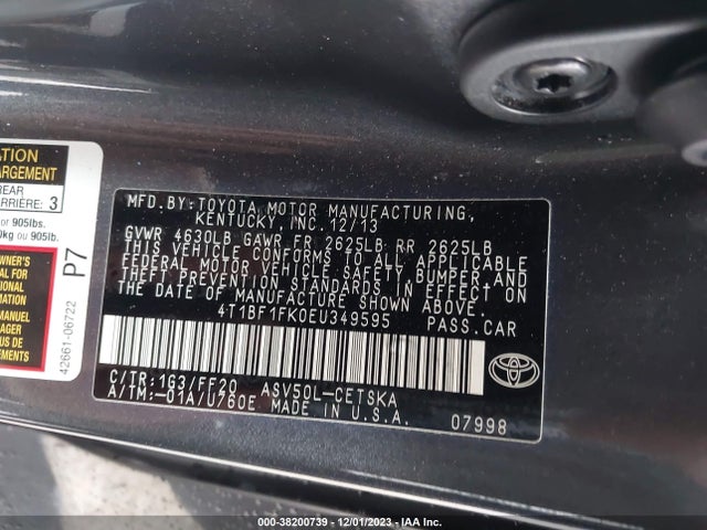 Toyota CAMRY SE 2014 4T1BF1FK0EU349595 Image 9
