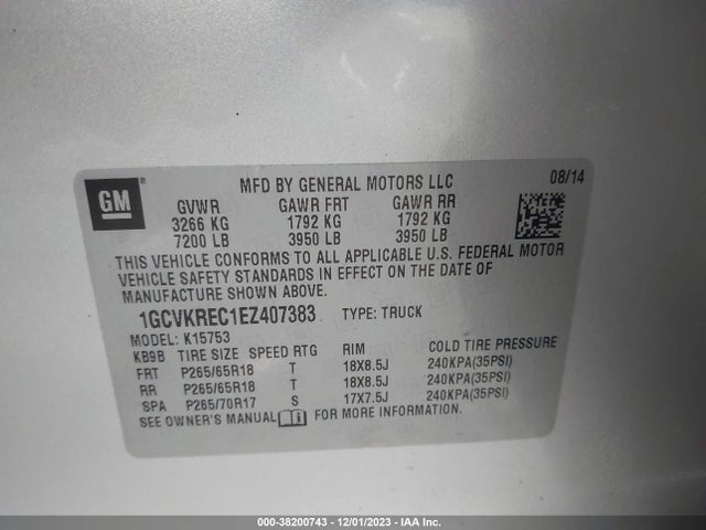 Chevrolet Silverado 1500 2lt 2014 1GCVKREC1EZ407383 Image 9