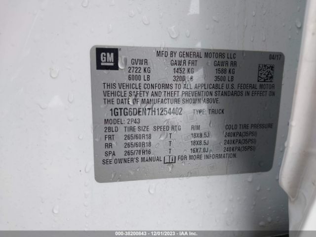 1GTG6DEN7H1254402 GMC CANYON SLT