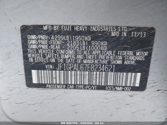 JF1GPAL67E8234621 Subaru Impreza 2.0i Sport Premium