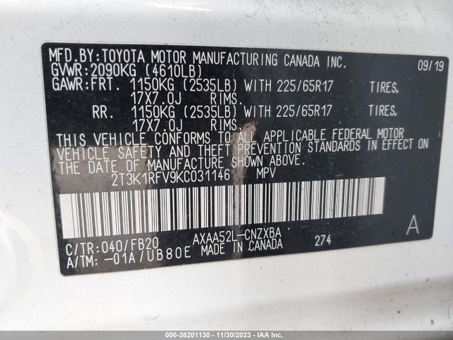 Toyota RAV4 LE 2019 2T3K1RFV9KC031146 Image 9
