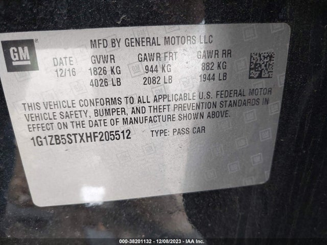 Chevrolet MALIBU LS 2017 1G1ZB5STXHF205512 Image 9