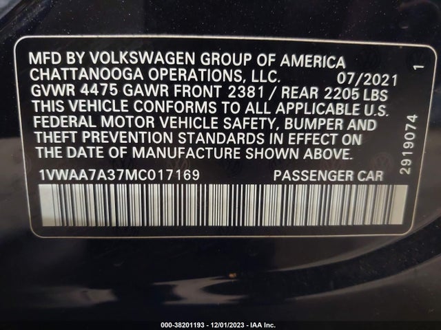 1VWAA7A37MC017169 Volkswagen Passat 2.0t S