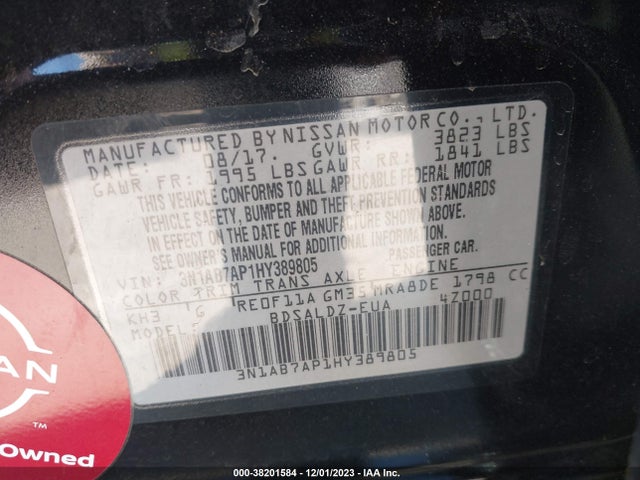 Nissan SENTRA SV 2017 3N1AB7AP1HY389805 Image 9