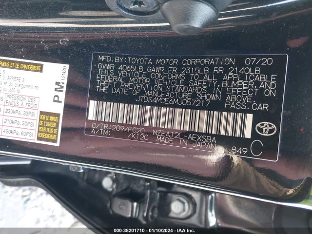 Toyota COROLLA SE 2021 JTDS4MCE6MJ057217 Image 9
