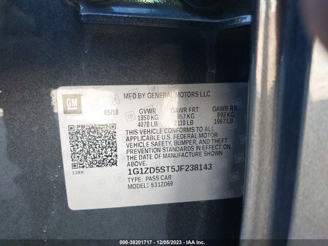 Chevrolet MALIBU LT 2018 1G1ZD5ST5JF238143 Image 9