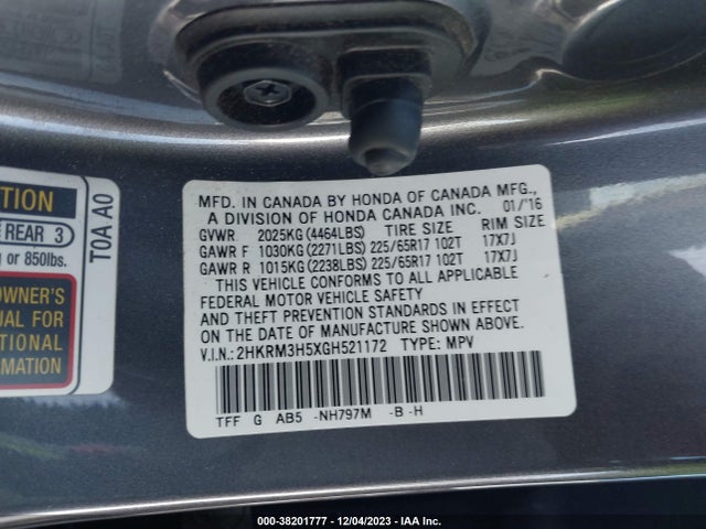 Honda CR-V EX 2016 2HKRM3H5XGH521172 Image 9