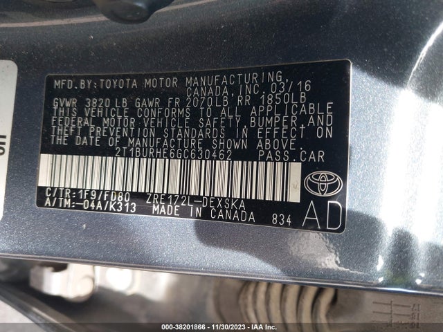 Toyota Corolla S Plus 2016 2T1BURHE6GC630462 Image 9