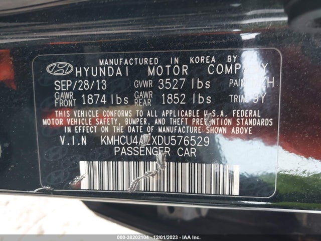2013 HYUNDAI ACCENT GLS VIN: KMHCU4AEXDU576529