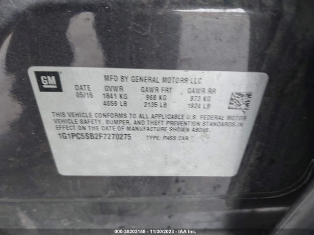 Chevrolet Cruze 1lt Auto 2015 1G1PC5SB2F7270275 Image 9