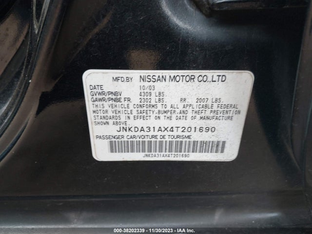 2004 INFINITI I35 LUXURY VIN: JNKDA31AX4T201690