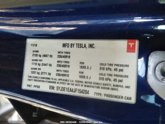 2018 TESLA MODEL 3 5YJ3E1EA4JF154204 Photo 8