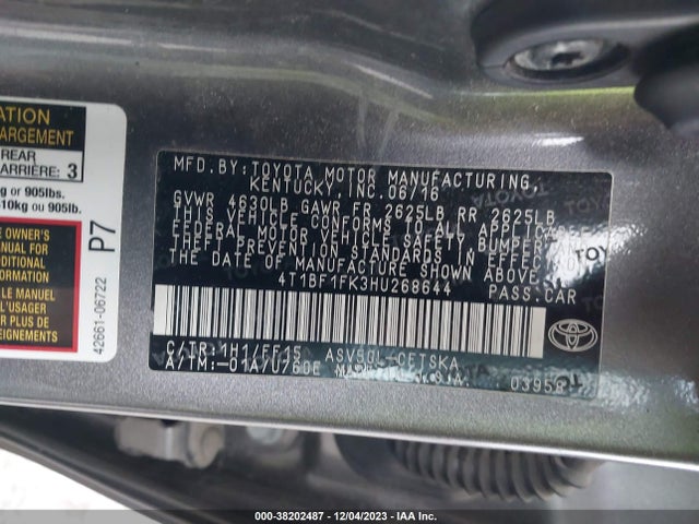Toyota CAMRY SE 2017 4T1BF1FK3HU268644 Image 9