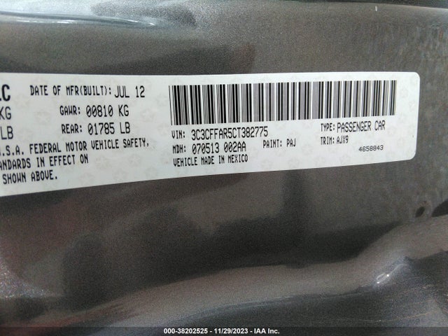 2012 FIAT 500 3C3CFFAR5CT382775 Photo 8