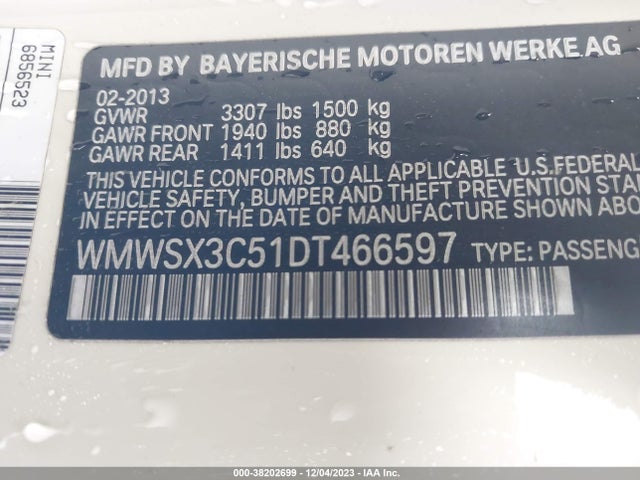 2013 MINI COUPE WMWSX3C51DT466597 Photo 8