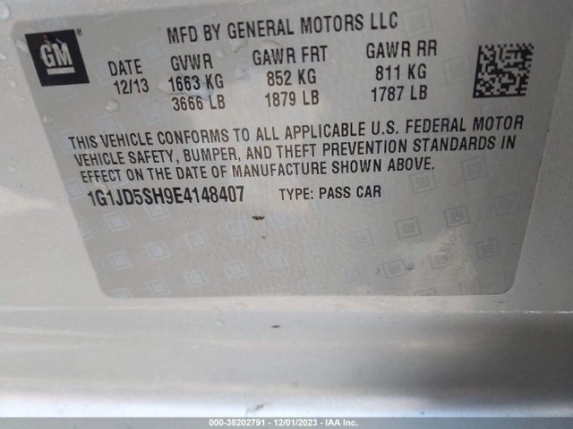 1G1JD5SH9E4148407 Chevrolet Sonic Lt Manual