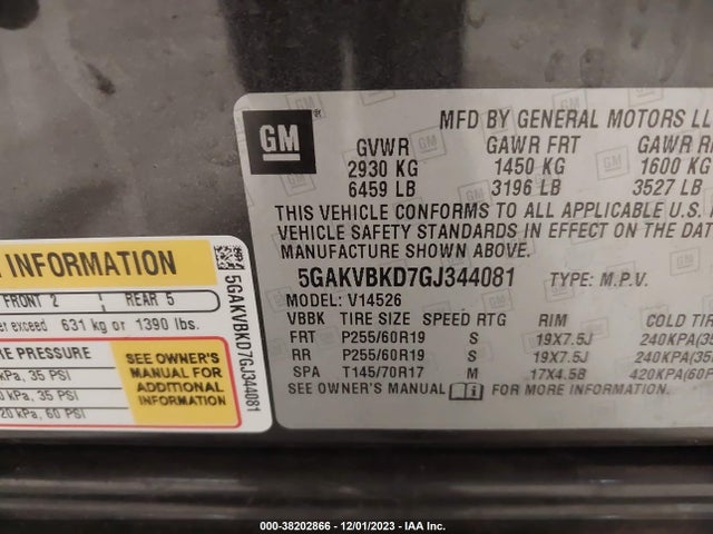 2016 BUICK ENCLAVE LEATHER VIN: 5GAKVBKD7GJ344081
