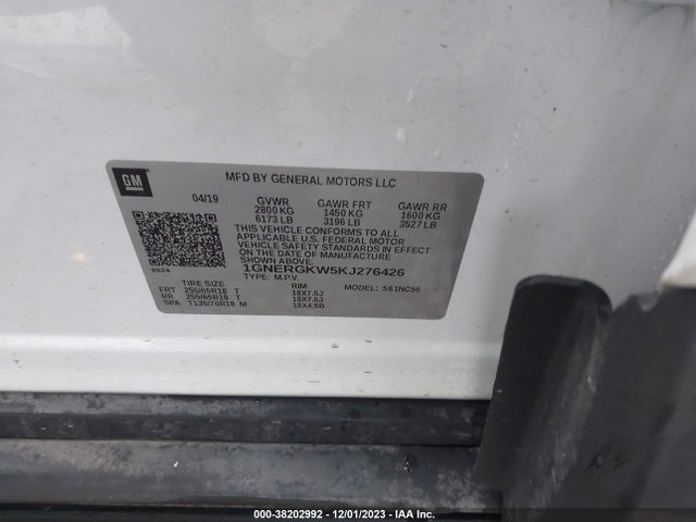 Chevrolet Traverse 1lt 2019 1GNERGKW5KJ276426 Image 9