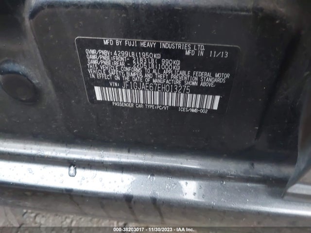 2014 SUBARU IMPREZA 2.0I PREMIUM VIN: JF1GJAE67EH013275