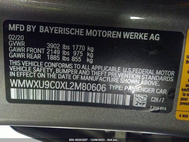 2020 MINI HARDTOP WMWXU9C0XL2M80606 Photo 8