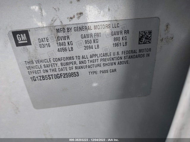Chevrolet MALIBU LS 2016 1G1ZB5ST0GF259853 Image 9