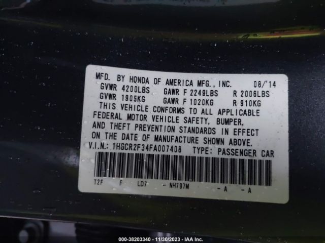 1HGCR2F34FA007408 Honda ACCORD LX