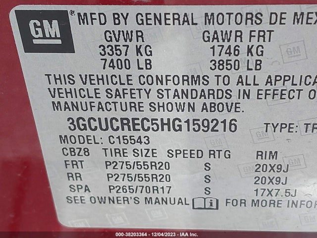 Chevrolet Silverado 1500 1lt 2017 3GCUCREC5HG159216 Image 9