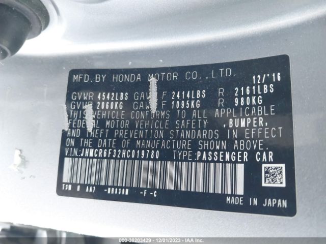 JHMCR6F32HC019780 Honda ACCORD HYBRID
