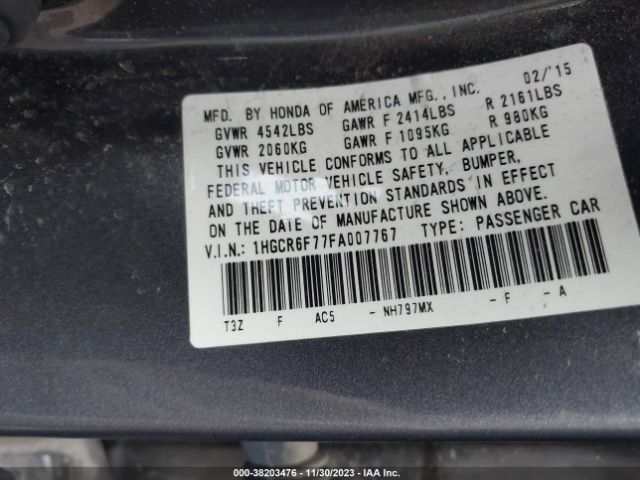 1HGCR6F77FA007767 Honda Accord Hybrid Touring