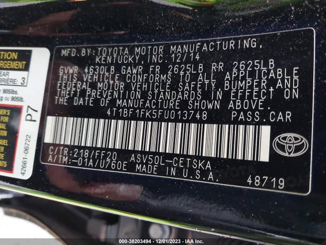 Toyota CAMRY SE 2015 4T1BF1FK5FU013748 Image 9