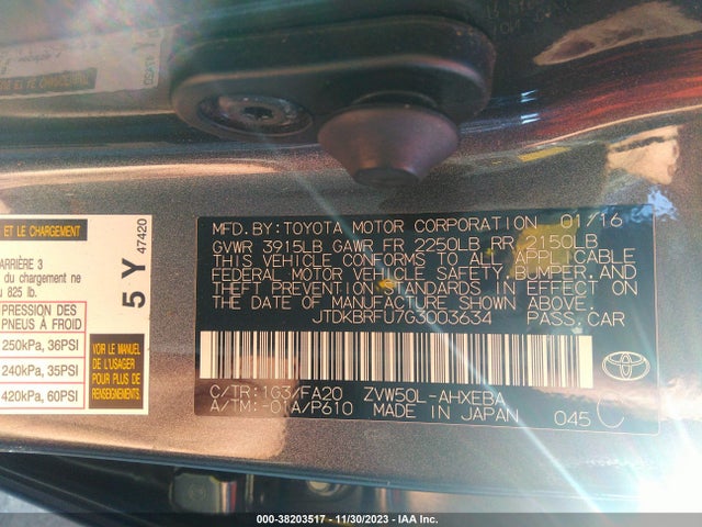 Toyota Prius Two 2016 JTDKBRFU7G3003634 Image 9