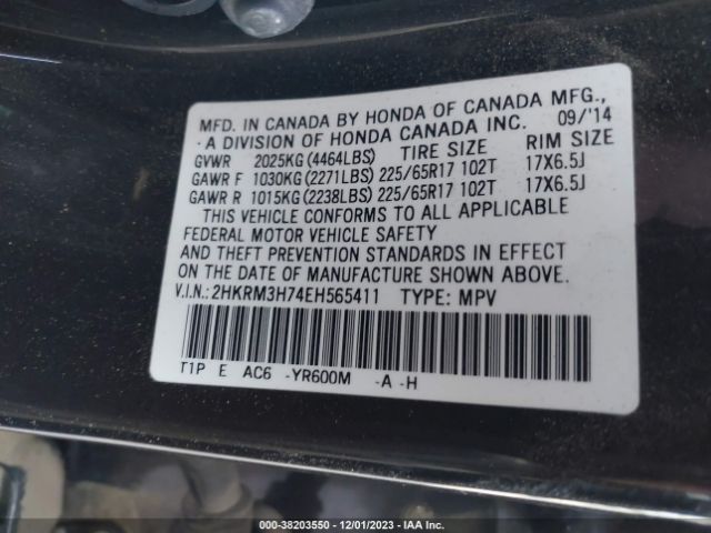 2HKRM3H74EH565411 Honda Cr-v Ex-l